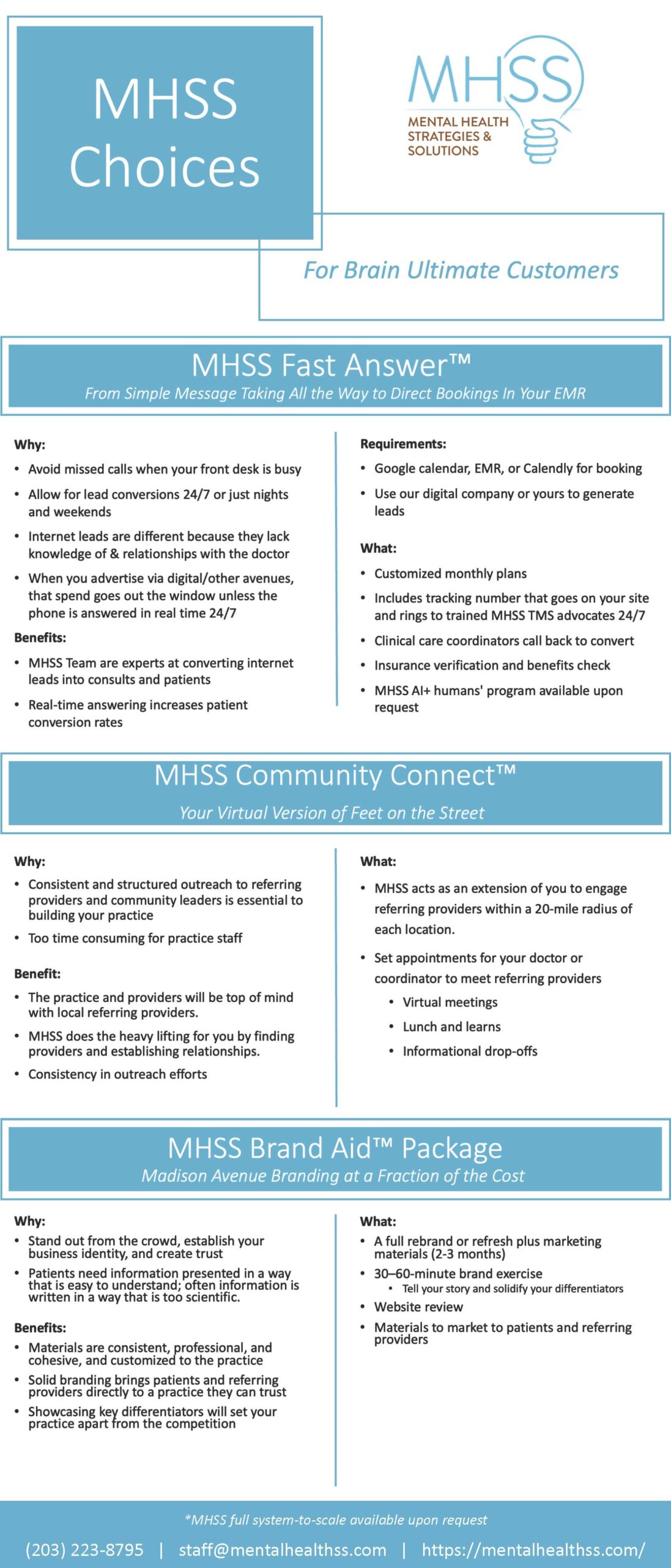 MHSS Choices - Three specialized service packages for TMS practice growth