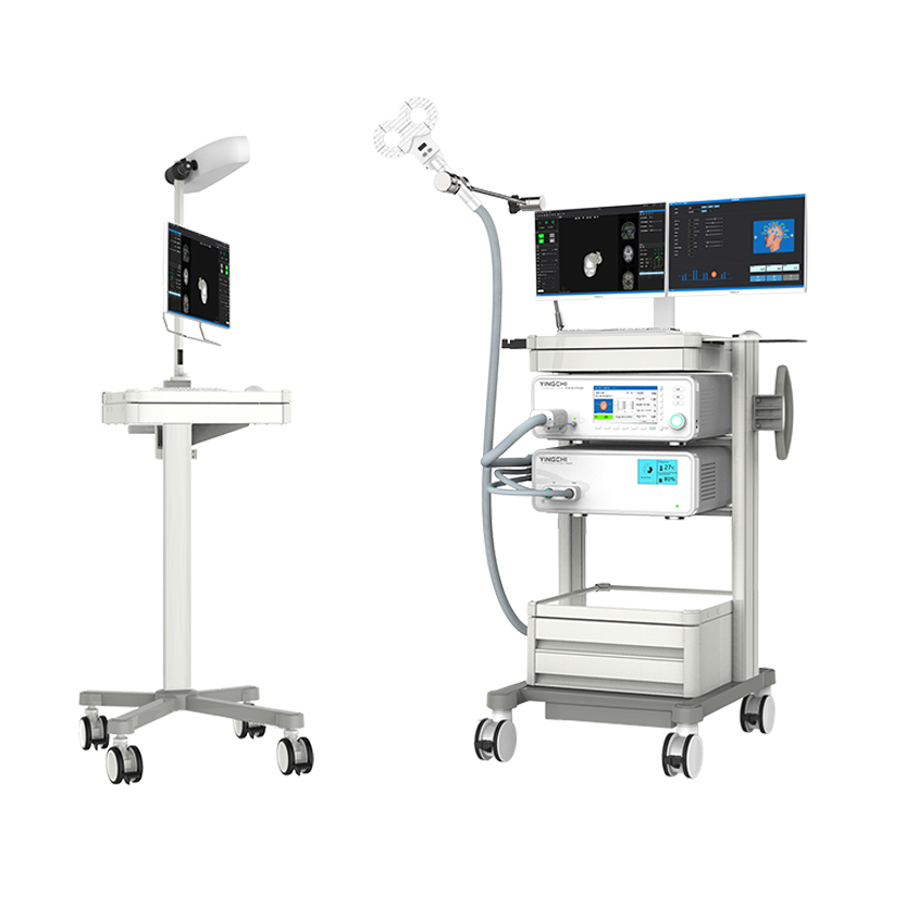 The Brain Ultimate Neuronavigation device beside its optical tracking camera, on a plain background.